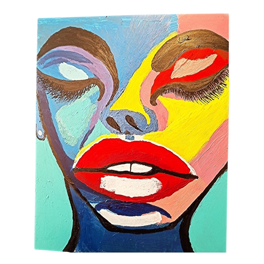 ✨️"Silence" Megan Phoenix Original! Colorful Abstract Portrait! Acryic On Wood!